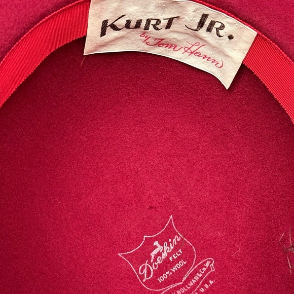 Vintage Burgundy Felt Hat Wide Brim Kurt Jr. by Tom Horn, Small Fit, Occasional - Picture 8 of 11